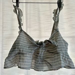 Forever 21 Summer Striped cropped tank. White and light blue striped boho top